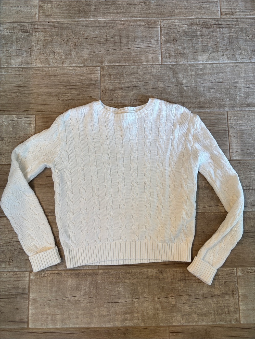 John Galt Classic Cable Knit Women's Sweater - White